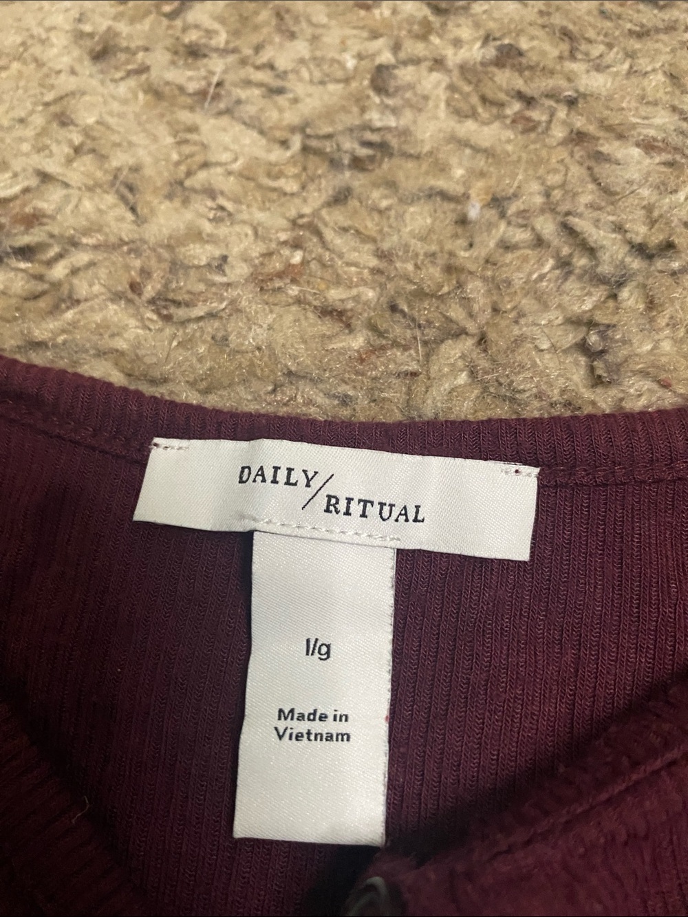 Daily Ritual Button-Front Camisole Tank - Burgundy - Picture 2 of 2
